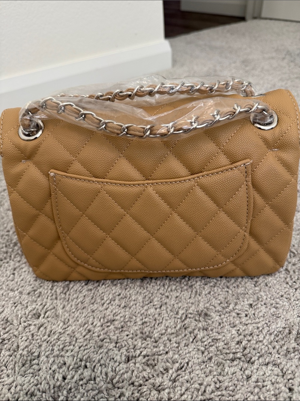INSPIRED…. Classic Quilted Shoulder Bag in Tan